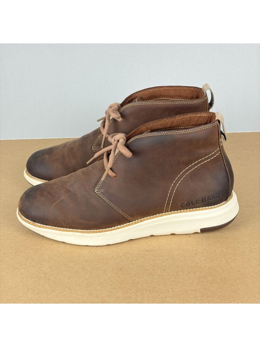 Cole Haan Grand Atlantic Leather Chukka Boots Mens 9 Brown Lace Up Mid